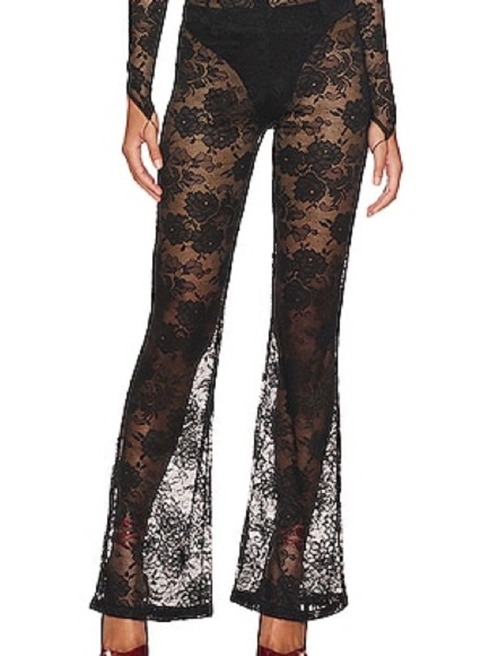 Nookie Black Floral Lace Flare Pants